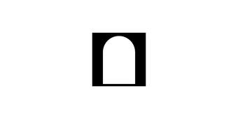 White tombstone inside a black square.