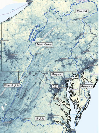 6PPDQ heat map of the Chesapeake Bay watershed