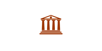 Brown building with four columns.