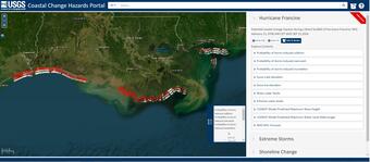 A computer simulation shows the probability of coastal effects from Hurricane Francine