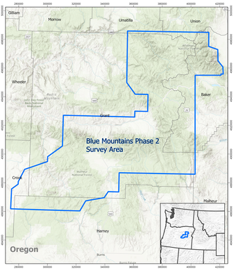 map showing survey area in Oregon