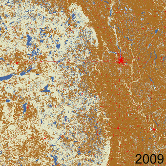 Animation of land cover change in east-central North Dakota