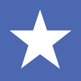 White star on top of a blue square.