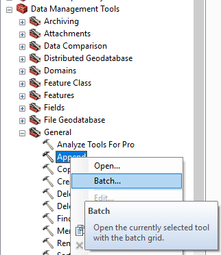 NHD State Product Step 6, part 1: Utilize batch processing in the Append tool in ArcMap