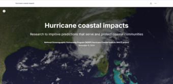 Map showing hurricane movement, text overlaid reading Hurricane coastal impacts