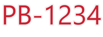 Red text in uppercase displaying an alpha-numeric value.