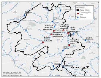 Map depicting the basin for the study
