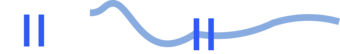 An equal sign character (=) rotated 90 degrees, shown on the left; shown in context on the right.