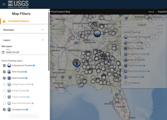 Image of USGS Real-Time Flood Impact Map web application