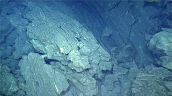 Color photograph of lava flow erupted on sea floor