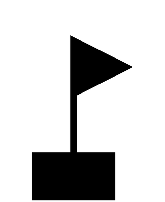 Black marker on top of a white square.