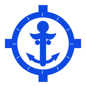 Blue anchor inside of a blue circle.