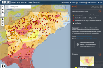 National Water Dashboard Map of South Atlantic Drought Conditions