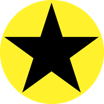 Black star on top of a yellow circle, at different offsets.