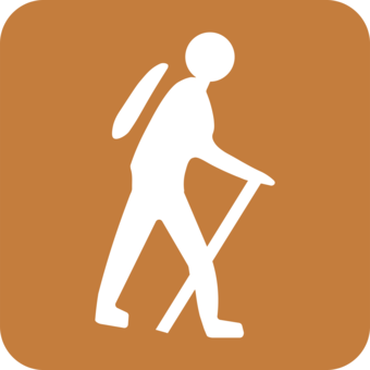 Hiker inside a light brown square.