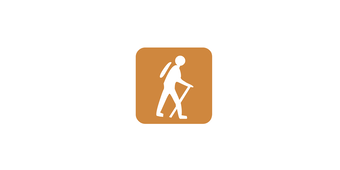 Hiker inside a light brown square.
