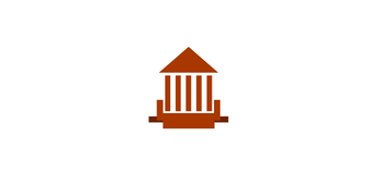 Brown building with five columns.