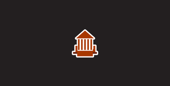Reddish brown building with five columns. Symbol displayed on a black background to see the entire symbol. 
