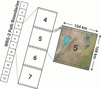 An image showing a grid and a Landsat image