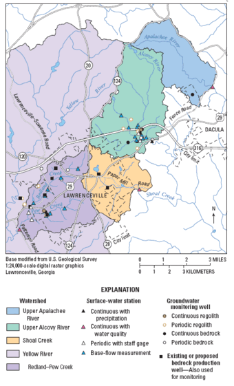 Map of study area around Lawrenceville, Georgia