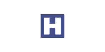 White text on top of a blue square.
