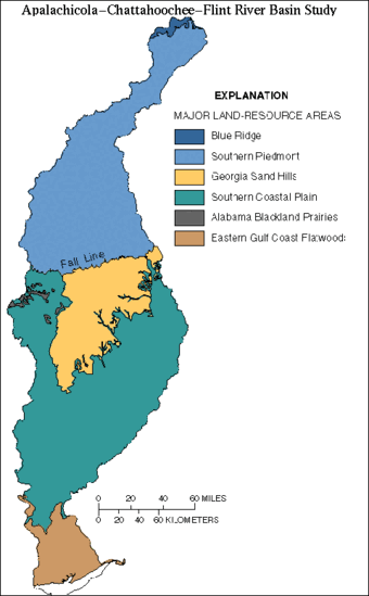 Major Land Resources Map of Apalachicola-Chattahoochee-Flint River Basin
