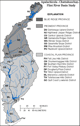 Physiographic Provinces of the Apalachicola-Chattahoochee-Flint River Basin