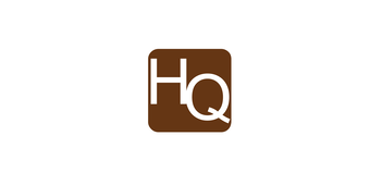 Letters 'H' and 'Q' in white font on top of a brown background.