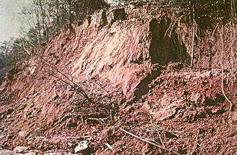View of left face of the dam breach