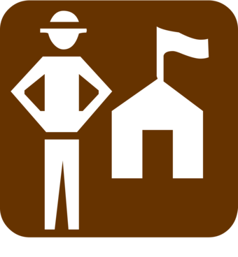 Ranger and building on top of a brown background.