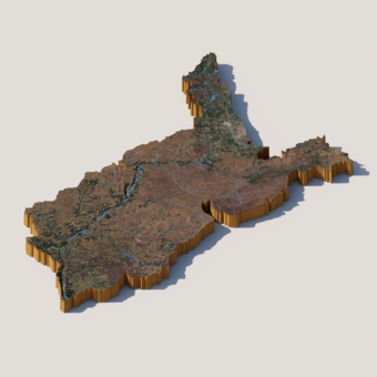 3D render of Illinois River Basin