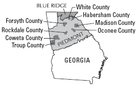 Map of county's in North Georgia related to the project