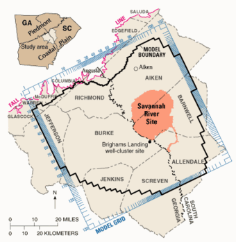 Map of Savannah River Site, Georgia and South Carolina