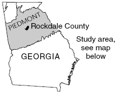 Study area for Rockdale County, North-Central Georgia