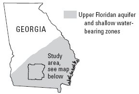Map of the study area, consisting of the Upper Floridan Aquifer of South-Central Georgia