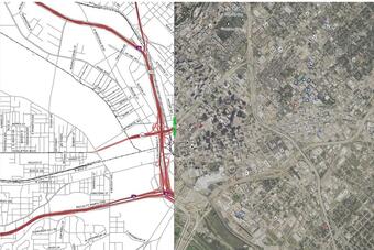 Before-After Image Depicting Transportation-Structures-Orthoimagery on 2019 Dallas US Topo