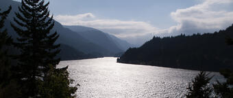 A photograph of the Columbia River within the Columbia River Gorge National Scenic Area, Oregon
