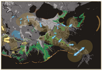 Figure 2. Current and proposed MR diversions in Louisiana deltaic wetlands. (Source: LaCPRA)