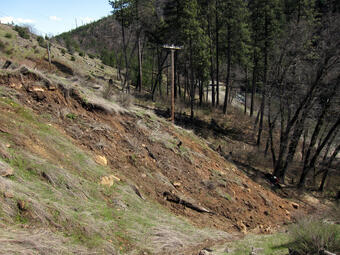 Toe of the active Cleveland Corral landslide in 2011