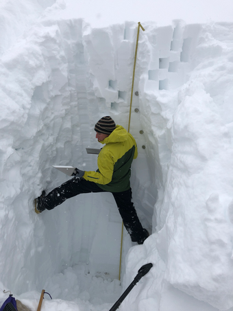 Man sampling snowpack