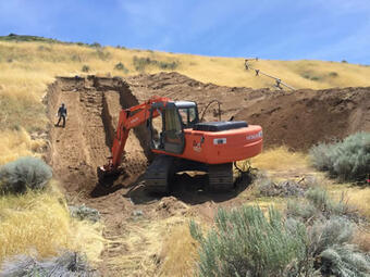 Corner Canyon site trench excavation. Photo by Scott Bennett, 2014.