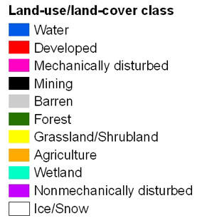 The key for the classification land cover types for Trends