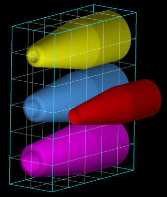 3-D rendering of nozzles to be tested with FLOW-3D