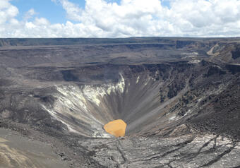 Color photograph of volcanic crater lake