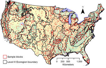 Map of Land Cover Trends sample blocks