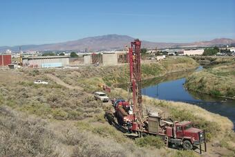 USGS regional research drill rig near Truckee River, NV