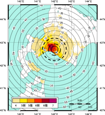 map of Japan with concentric circles overlain