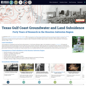 Screen shot of the Texas Gulf Coast Groundwater and Land Subsidence Program web application