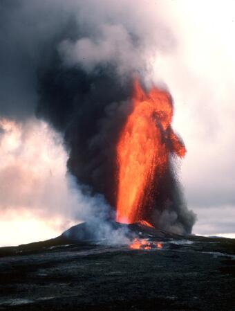 Lava fountain 450 m (1,475 ft) high from Kīlauea Pu‘u ‘Ō‘ō eruption...