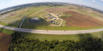 aerial photography of a wastewater treatment plant